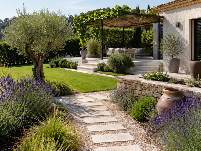 Plantations dans un jardin méditerranéen